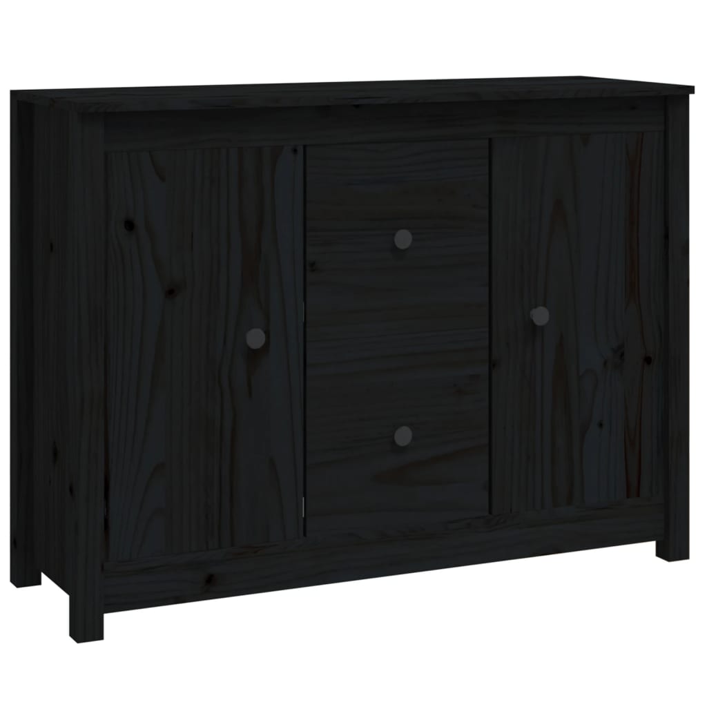 Sideboard Schwarz 100x35x74 cm Massivholz Kiefer