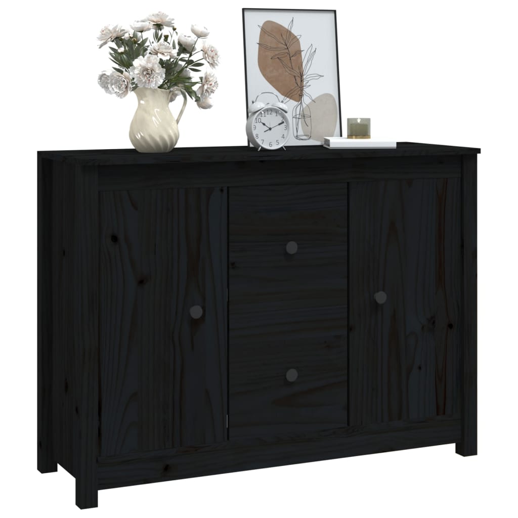 Sideboard Schwarz 100x35x74 cm Massivholz Kiefer