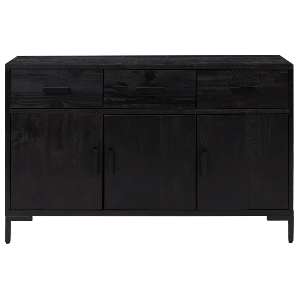 Sideboard Schwarz 110x35x70 cm Massivholz Kiefer