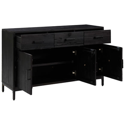 Sideboard Schwarz 110x35x70 cm Massivholz Kiefer