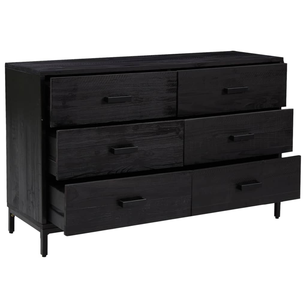 Sideboard Schwarz 110x35x70 cm Massivholz Kiefer