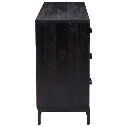 Sideboard Schwarz 110x35x70 cm Massivholz Kiefer