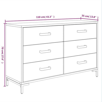 Sideboard Schwarz 110x35x70 cm Massivholz Kiefer