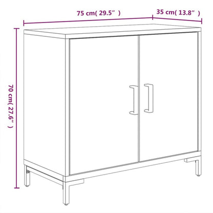 Sideboard Schwarz 75x35x70 cm Massivholz Kiefer