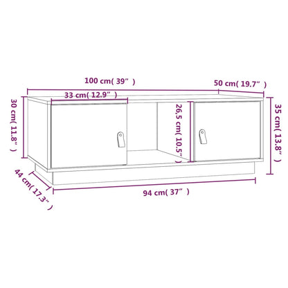 vidaXL Couchtisch 100x50x35 cm Massivholz Kiefer