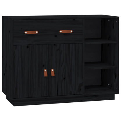 Sideboard Schwarz 98,5x40x75 cm Massivholz Kiefer