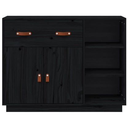 Sideboard Schwarz 98,5x40x75 cm Massivholz Kiefer