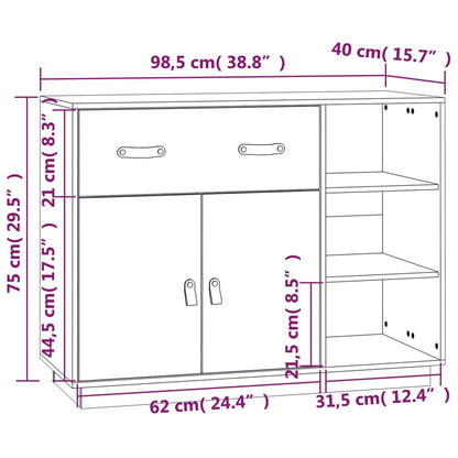 Sideboard Schwarz 98,5x40x75 cm Massivholz Kiefer