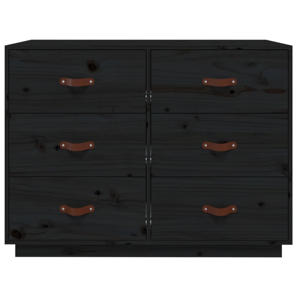 Sideboard Schwarz 100x40x75 cm Massivholz Kiefer