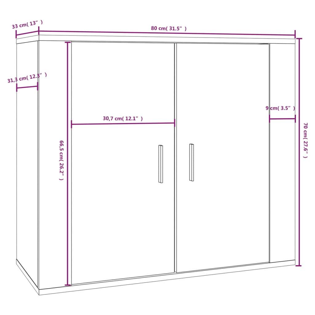 Sideboard Sonoma-Eiche 80x33x70 cm Holzwerkstoff