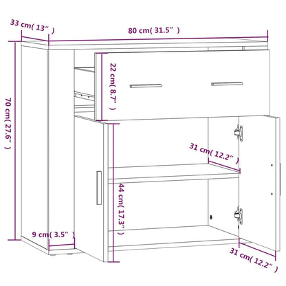 Sideboard Räuchereiche 80x33x70 cm Holzwerkstoff