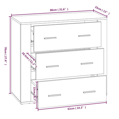 Sideboard Sonoma-Eiche 80x33x70 cm Holzwerkstoff