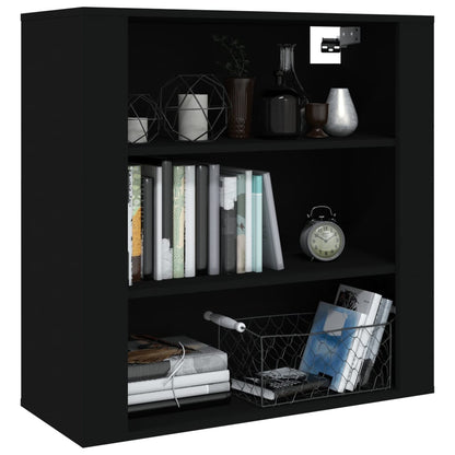 Wandschrank Schwarz 80x33x80 cm Holzwerkstoff