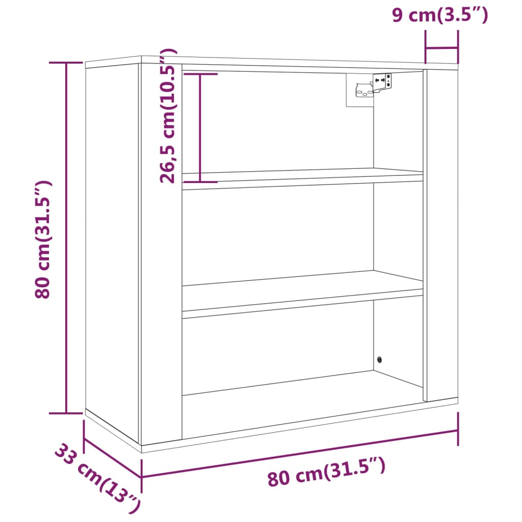 Wandschrank Sonoma-Eiche 80x33x80 cm Holzwerkstoff