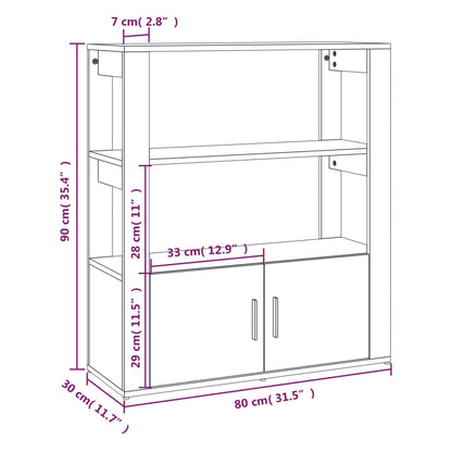 Sideboard Schwarz 80x30x90 cm Holzwerkstoff