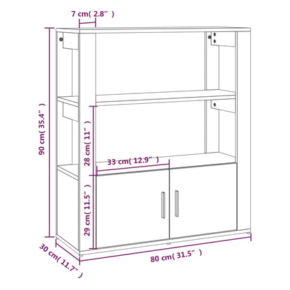 Sideboard Räuchereiche 80x30x90 cm Holzwerkstoff