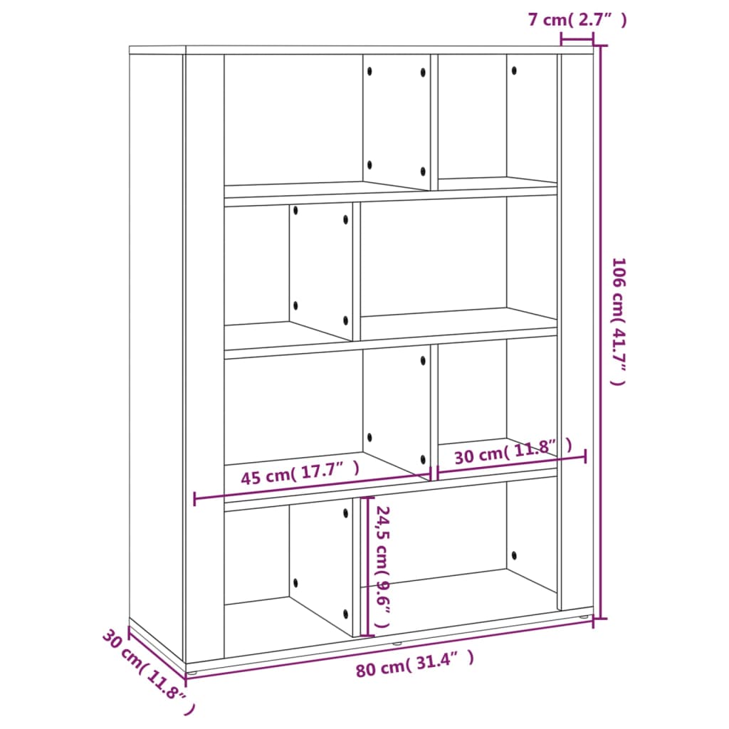 Sideboard Weiß 80x30x106 cm Holzwerkstoff