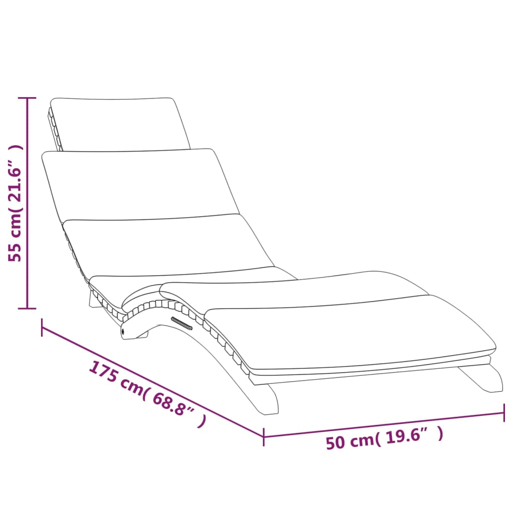 Sonnenliegen 2 Stk. mit Auflagen Massivholz Teak