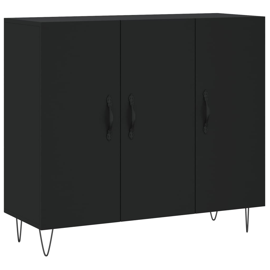 Sideboard Schwarz 90x34x80 cm Holzwerkstoff