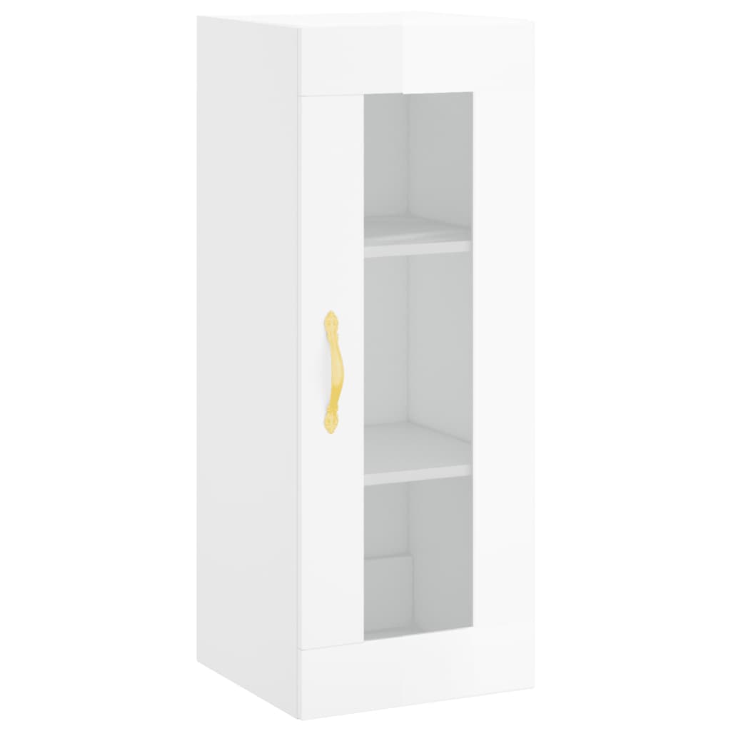 Wandschrank Hochglanz-Weiß 34,5x34x90 cm