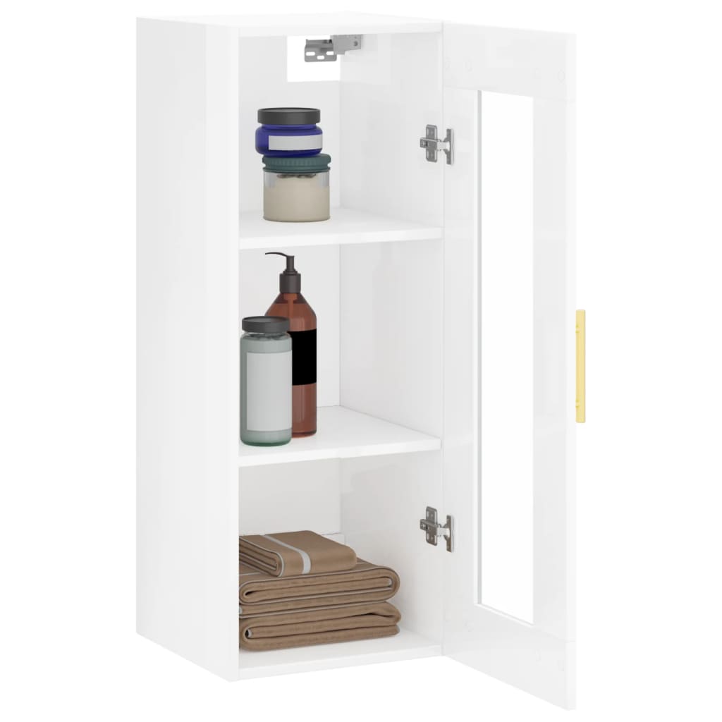 Wandschrank Hochglanz-Weiß 34,5x34x90 cm