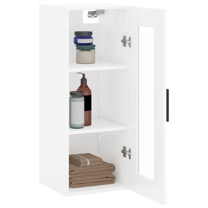 Wandschrank Hochglanz-Weiß 34,5x34x90 cm