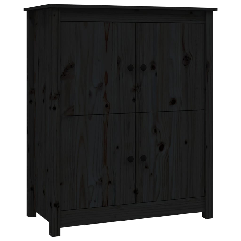 Sideboard Schwarz 83x41,5x100 cm Massivholz Kiefer