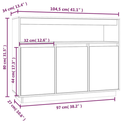 Sideboard Weiß 104,5x34x80 cm Massivholz Kiefer