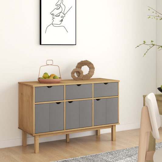 Sideboard OTTA Braun&Grau 114x43x73,5 cm Massivholz Kiefer