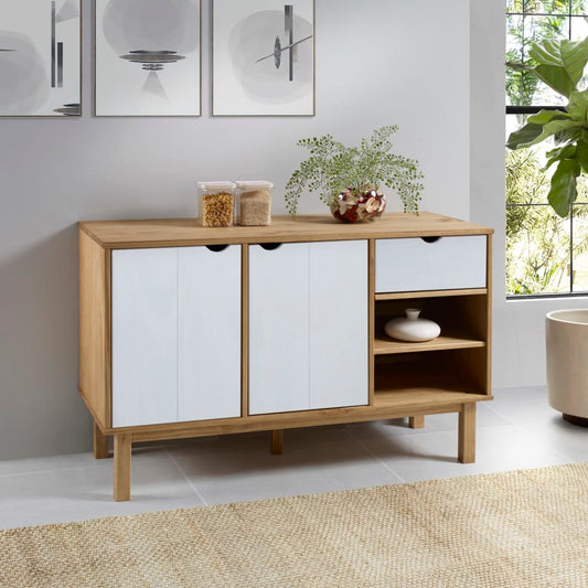 Sideboard OTTA Braun&Weiß 114x43x73,5 cm Massivholz Kiefer