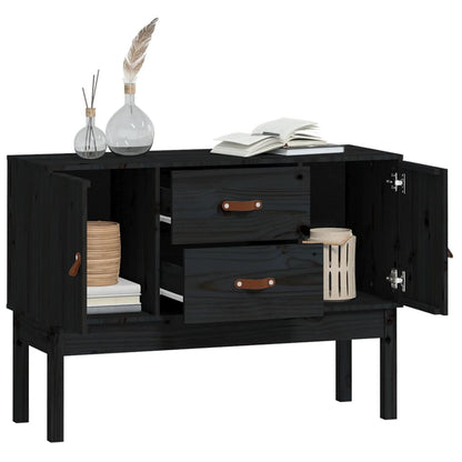 Sideboard Schwarz 110x40x78 cm Massivholz Kiefer