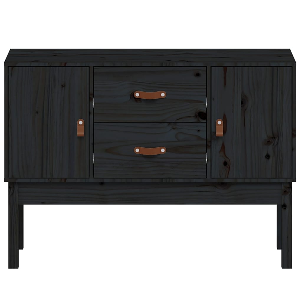 Sideboard Schwarz 110x40x78 cm Massivholz Kiefer