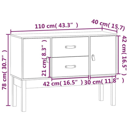 Sideboard Schwarz 110x40x78 cm Massivholz Kiefer