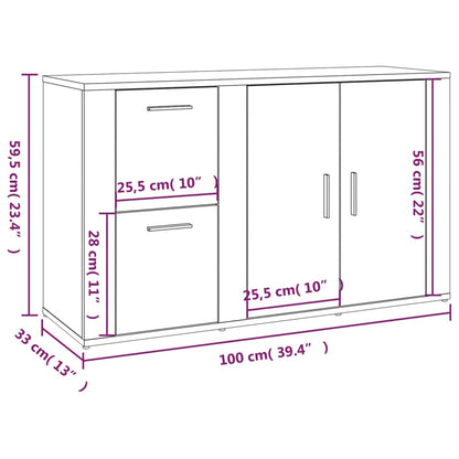 Sideboard Weiß 100x33x59,5 cm Holzwerkstoff