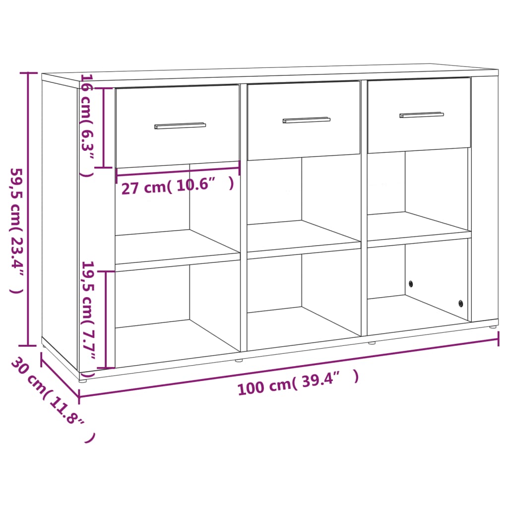 Sideboard Weiß 100x30x59,5 cm Holzwerkstoff