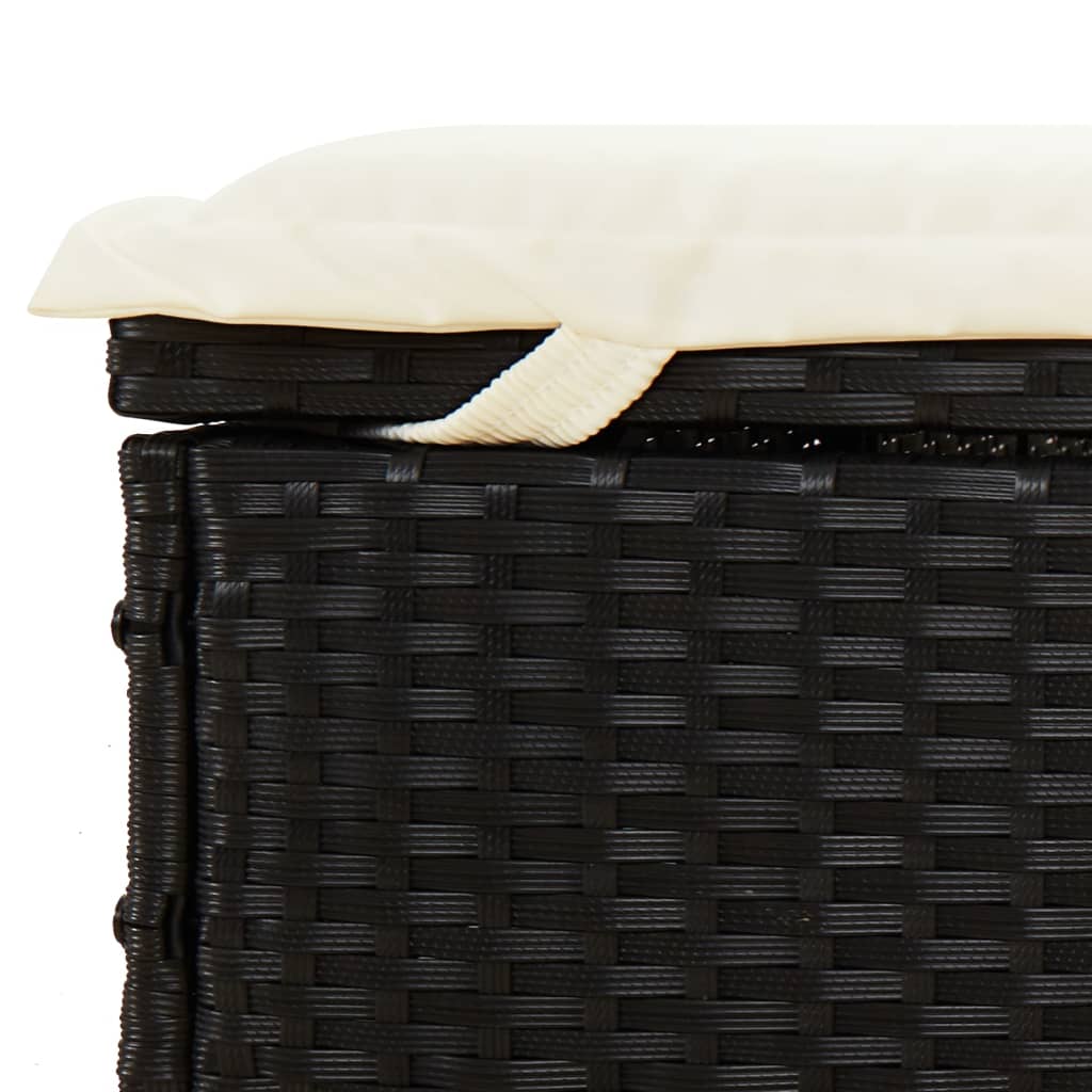 Sonnenliege mit Faltdach Schwarz 213x63x97 cm Poly Rattan