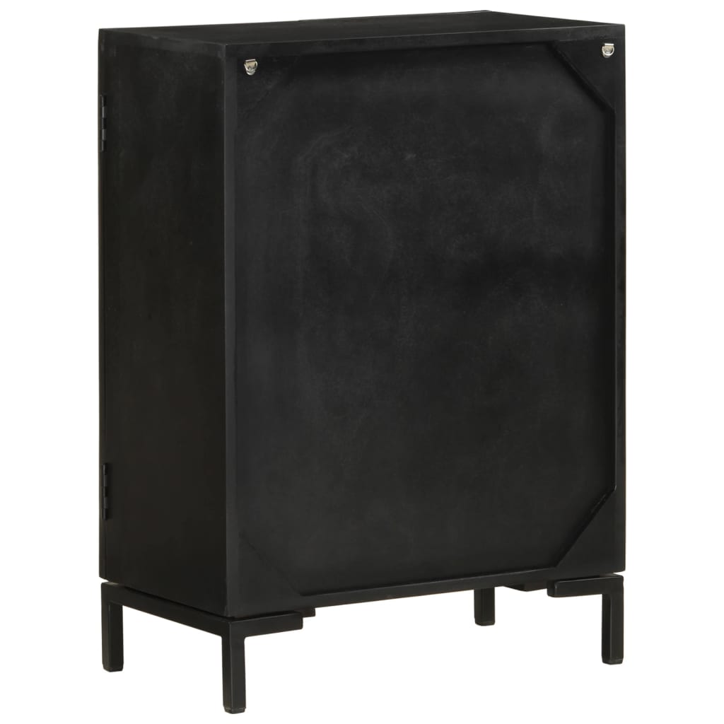 Sideboard Schwarz 55x30x77 cm Massivholz Mango und Eisen