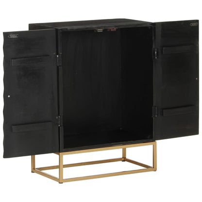 Sideboard Schwarz 55x34x75 cm Massivholz Mango und Eisen