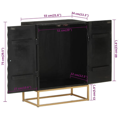 Sideboard Schwarz 55x34x75 cm Massivholz Mango und Eisen