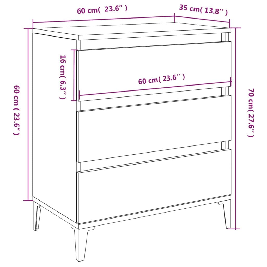 Sideboard Schwarz 60x35x70 cm Holzwerkstoff