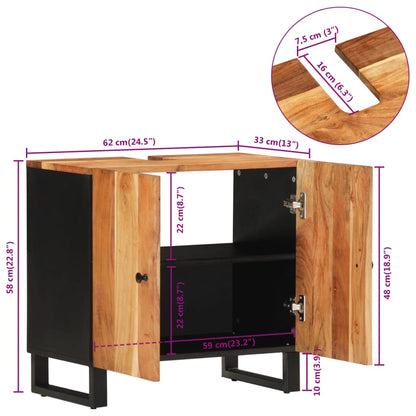 Waschbeckenunterschrank Massivholz Akazie und Holzwerkstoff