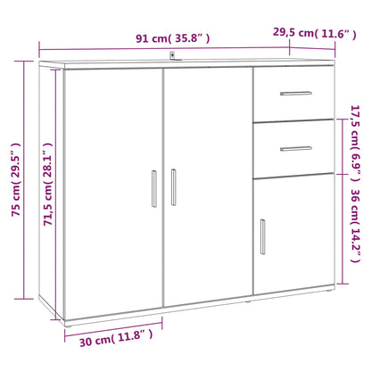 Sideboard Schwarz 91x29,5x75 cm Holzwerkstoff