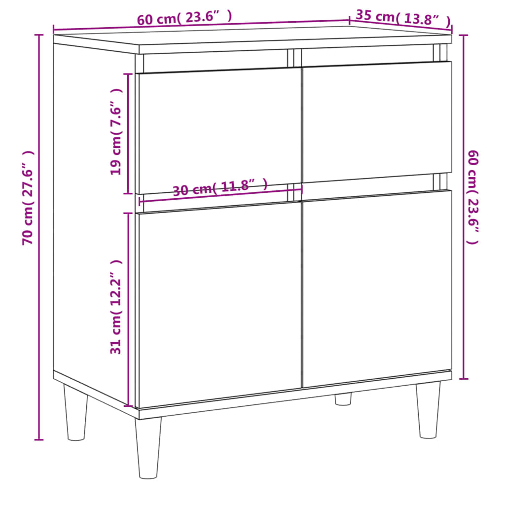 Sideboard Schwarz 60x35x70 cm Holzwerkstoff