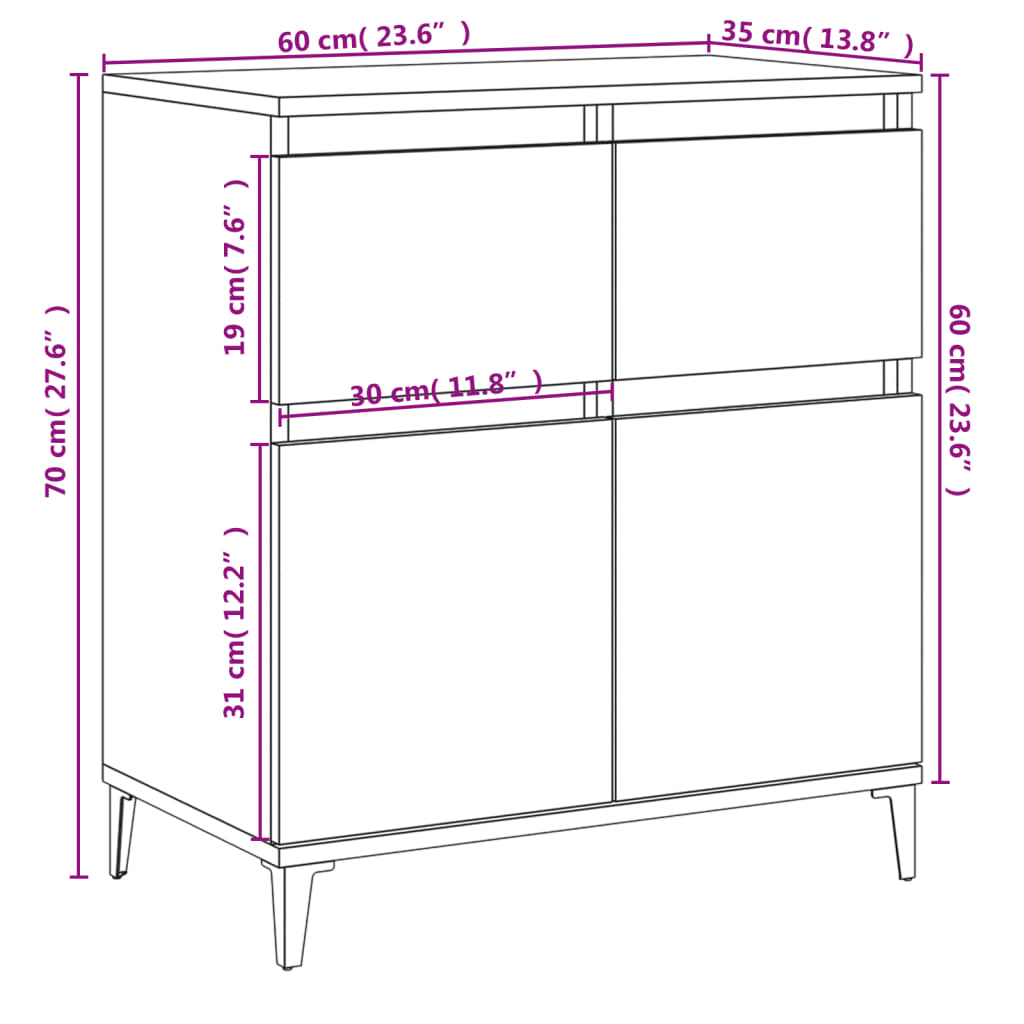 Sideboard Weiß 60x35x70 cm Holzwerkstoff