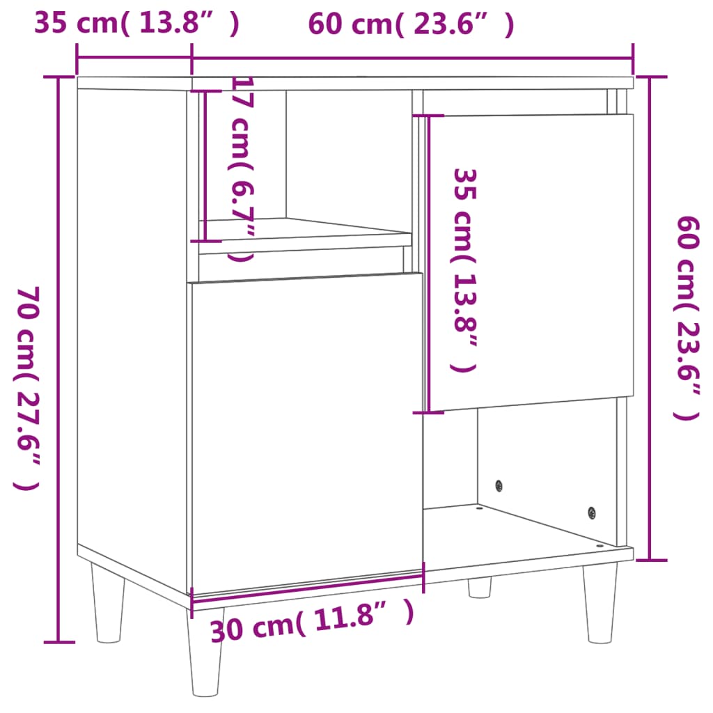 Sideboard Räuchereiche 60x35x70 cm Holzwerkstoff