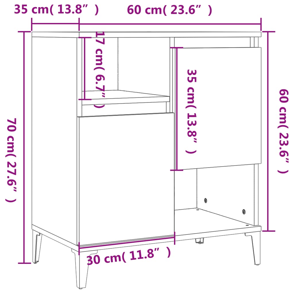 Sideboard Weiß 60x35x70 cm Holzwerkstoff