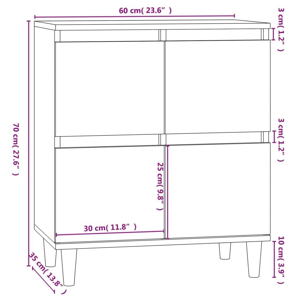 Sideboard Weiß 60x35x70 cm Holzwerkstoff