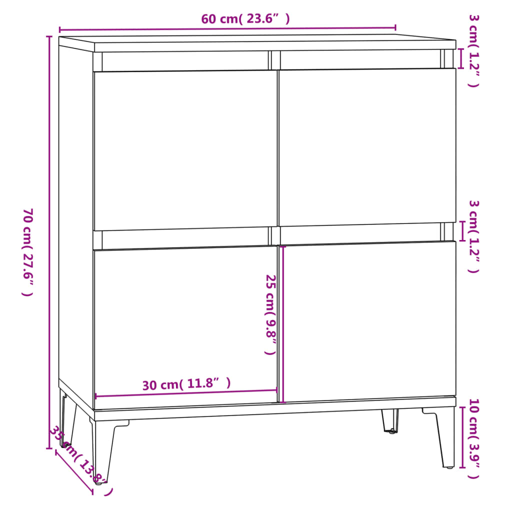 Sideboard Räuchereiche 60x35x70 cm Holzwerkstoff