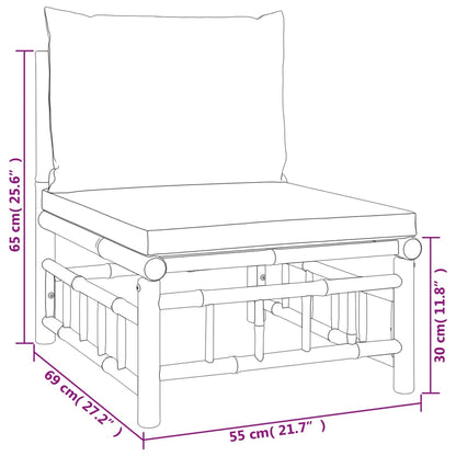 11-tlg. Garten-Lounge-Set mit Cremeweißen Kissen Bambus