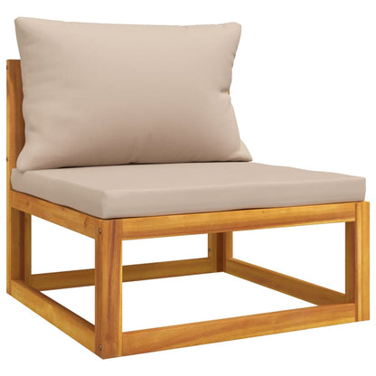 10-tlg. Garten-Lounge-Set mit Taupe Kissen Massivholz